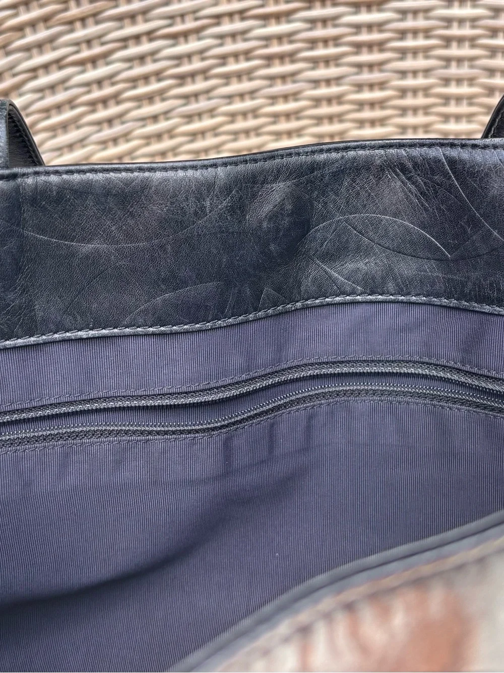 Authentic CHANEL black lambskin CC logo tote